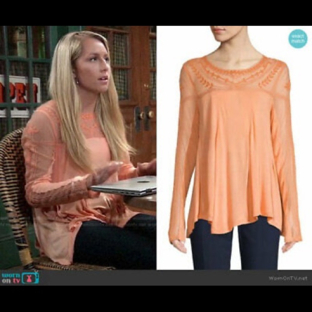 Free People JoJo mixed media long sleeve top sizeL